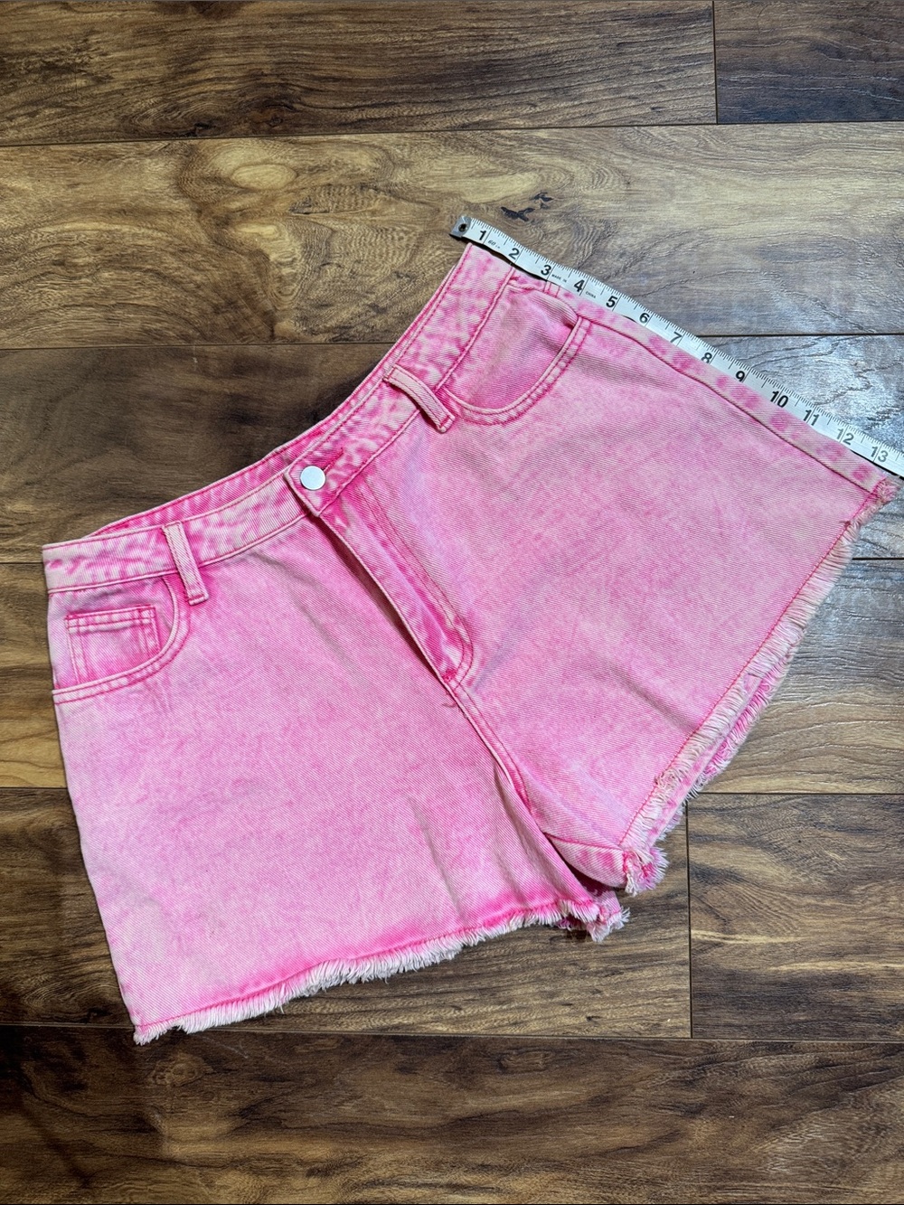 Peach Love California Pink Washed Denim Frayed Hem Shorts